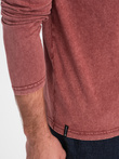 Men's washed henley longsleeve with raglan sleeves - Brick Grey V3 OM-LSWL-22FW-001