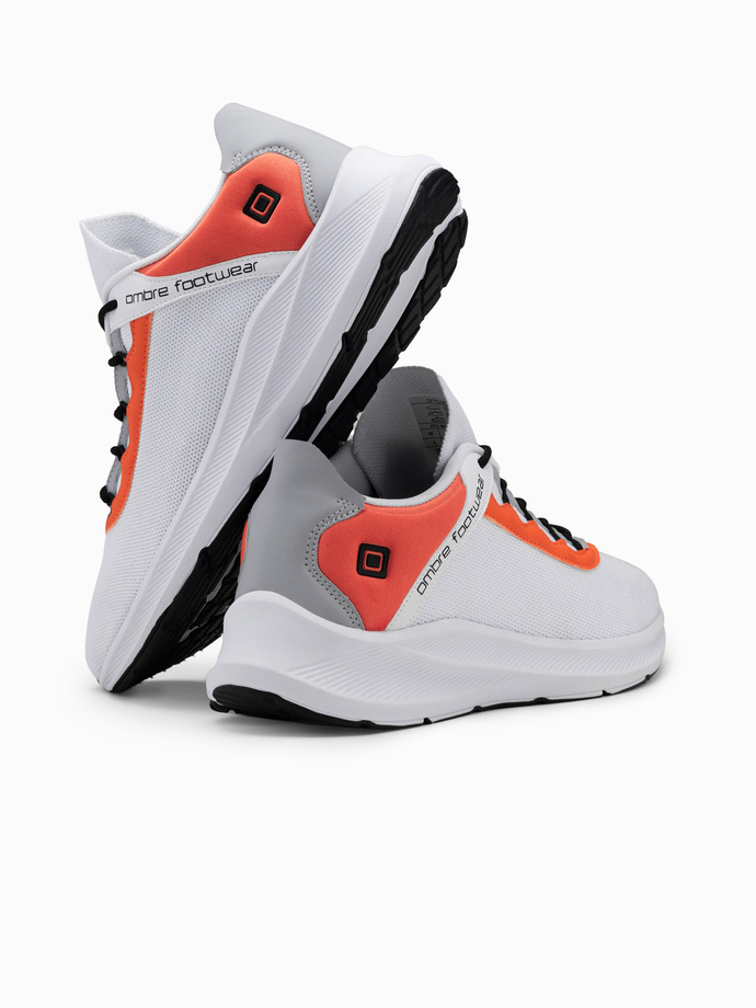 Men's sneakers with neon inserts - white V1 OM-FOKS-0118