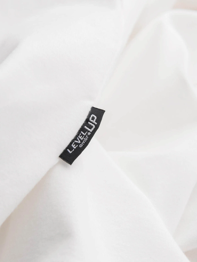 Tricou LOOSE FIT din bumbac pentru bărbați cu decolteu rotund - crem V2 OM-TSBC-0234