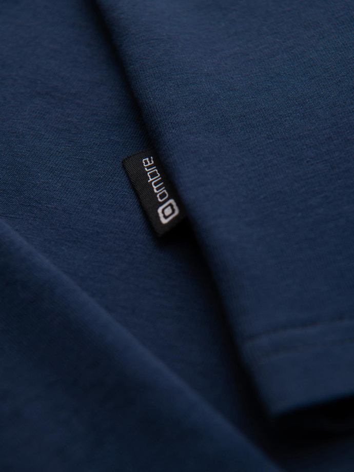 Men's plain turtleneck longsleeve - navy blue V2 OM-LSCL-0130