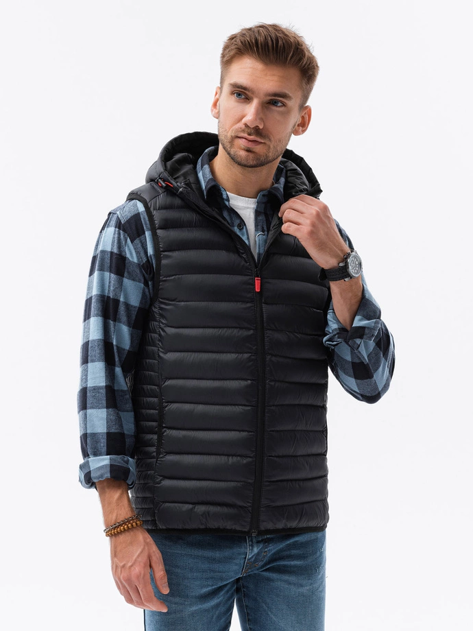 Men's quilted vest - black V53