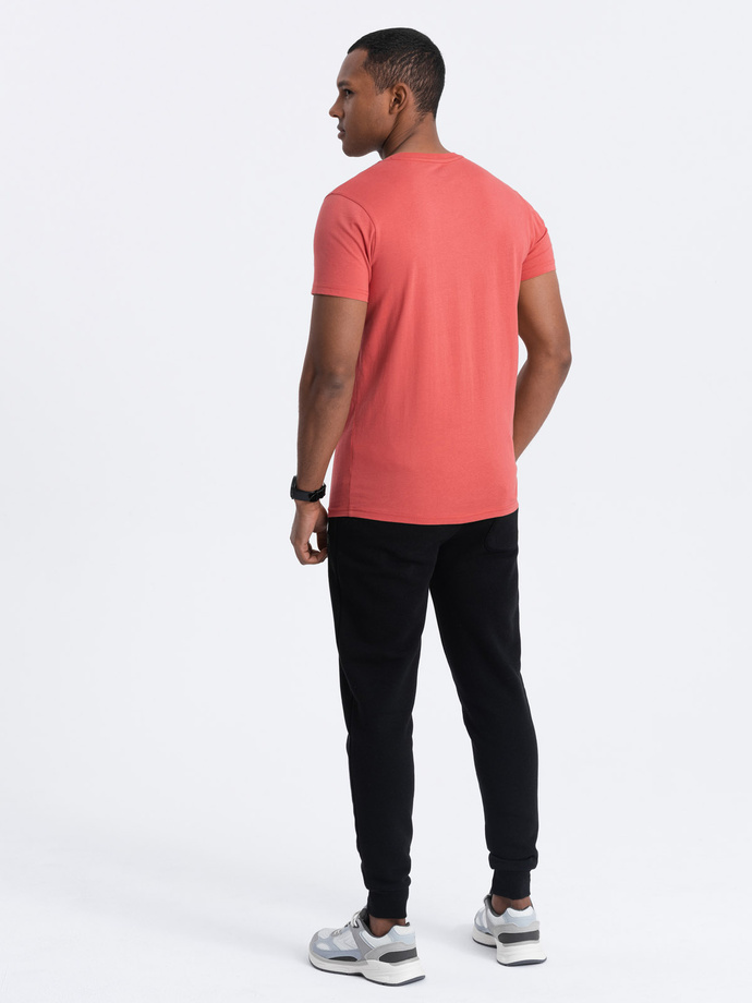 BASIC men's classic cotton T-shirt with a crew neckline - pink V12 OM-TSBS-0145