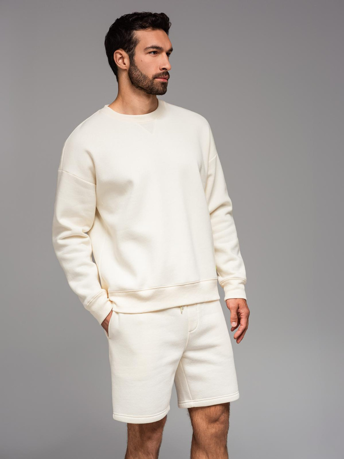 UNISEX tepláková súprava mikina + šortky - krémová V2 Z108