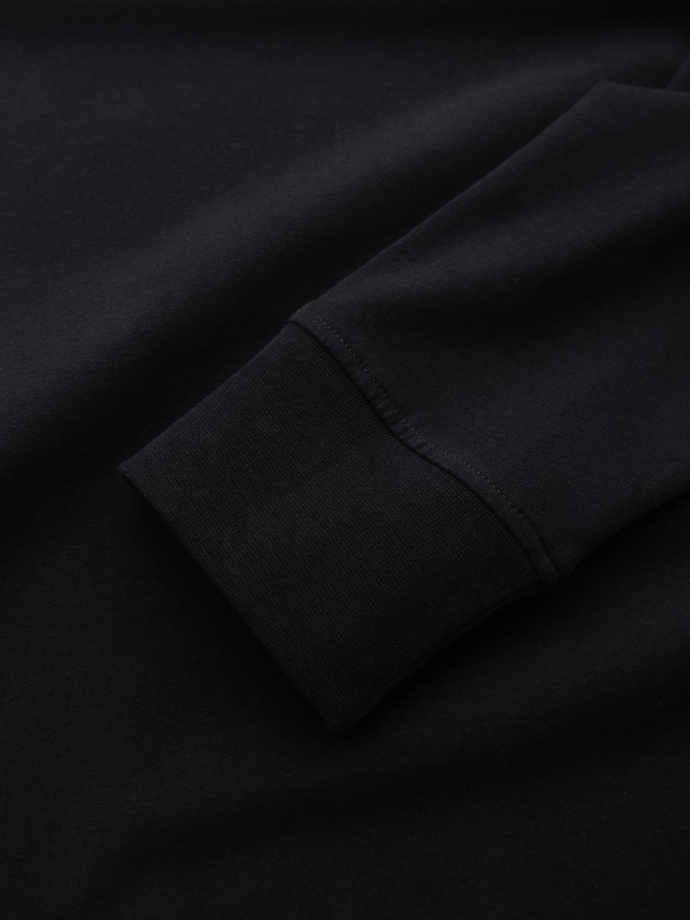 Men's LOOSE FIT cotton longsleeve with round neckline - black V1 OM-LSBC-0129