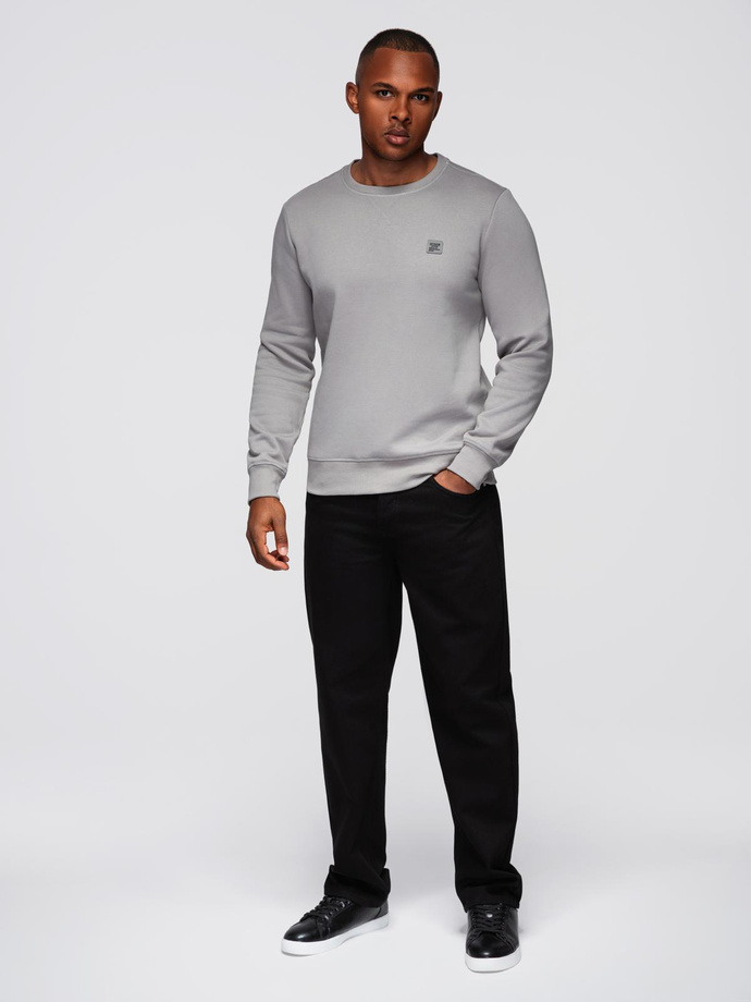 Men's classic round neck sweatshirt - grey V4 OM-SSNZ-0243