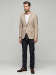 Elegant men's SLIM FIT jacket with rayon - beige V2 OM-BLZB-0135
