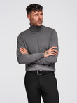 One color men's knitted turtleneck with viscose - grey melange V2 OM-SWTN-0101
