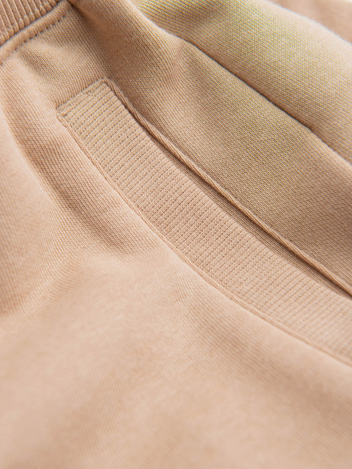 Pantaloni scurți de trening din bumbac BASIC pentru bărbați - bej V6 OM-SRBS-0149