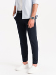 Pantaloni chino pentru bărbați cu talie decorativă - albastru marin V2 OM-PACP-0118
