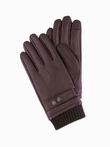 Men's leather gloves with touch function - dark brown V2 OM-ACGL-0128