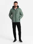 Men's sports quilted jacket with contrasting zipper - khaki V6 OM-JALP-0179