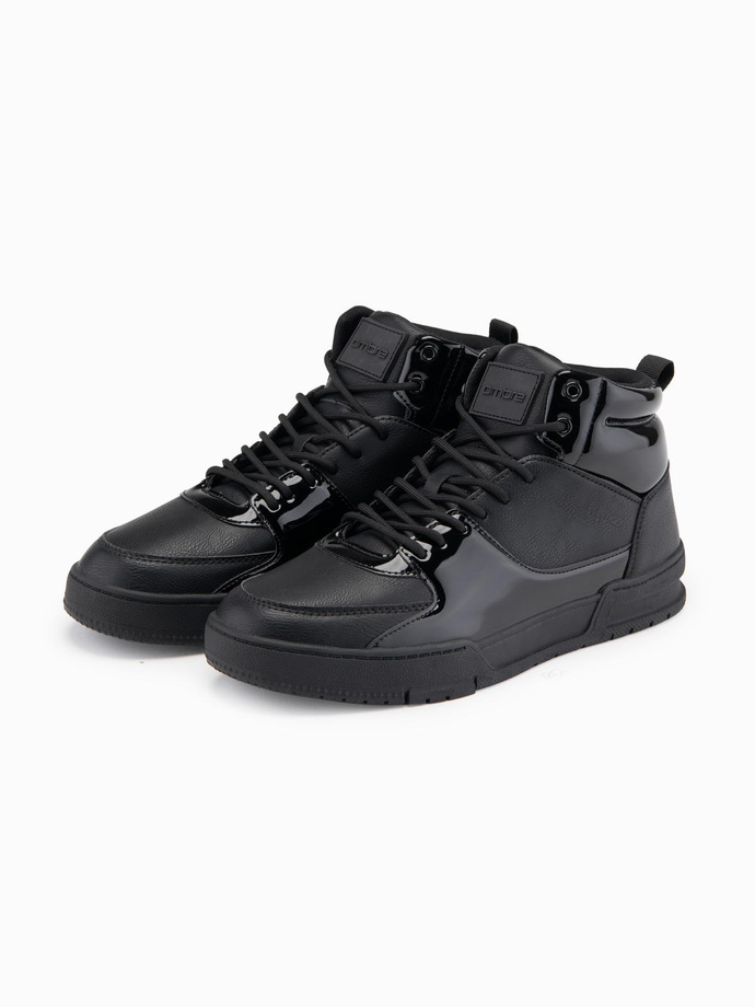 Adidași bărbătești high-top cu elemente strălucitoare - negru V1 OM-FOSH-0178