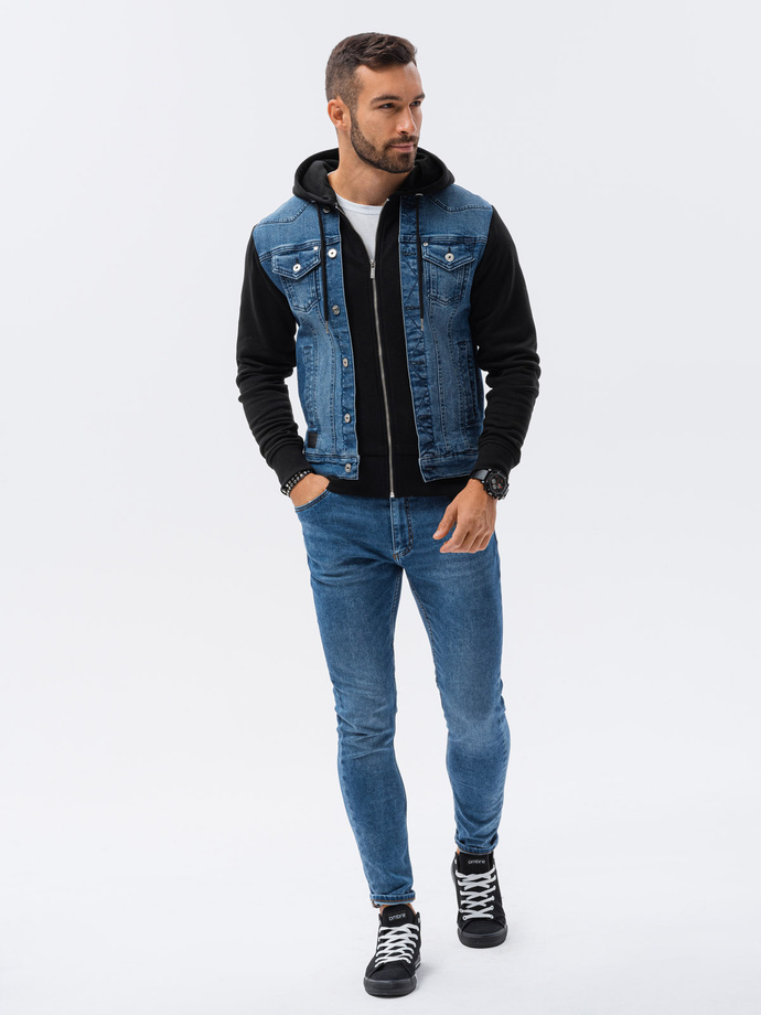 Jacheta de blugi mid-season barbati - denim/negru OM-JADJ-0124