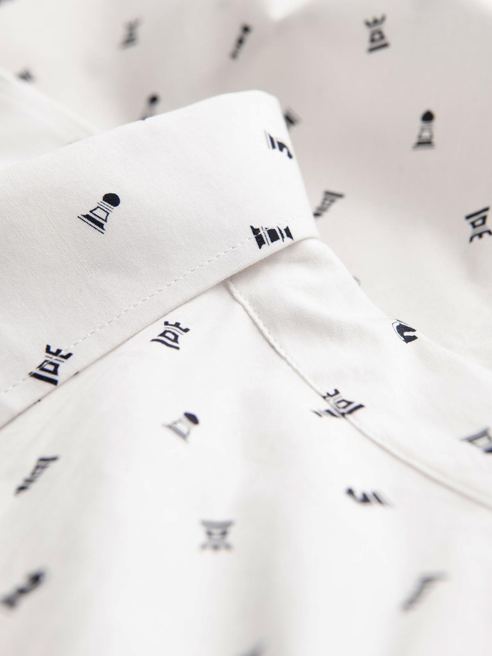 Vyriški SLIM FIT raštuoti medvilniniai marškiniai - balti V2 OM-SHCS-0151