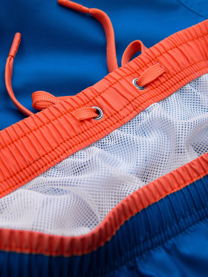 Men's two-tone ribbed swim shorts - dark blue V5 OM-SRBS-0141