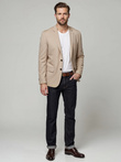 Elegant men's SLIM FIT jacket with rayon - beige V2 OM-BLZB-0135