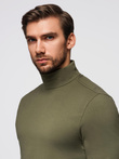 Men's plain turtleneck longsleeve - dark olive green V4 OM-LSCL-0130
