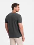 Men's casual t-shirt with pocket patch - graphite V11 OM-TSCT-0109