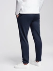 Men's pique knit pants with adjustable waistband - navy blue V1 OM-PACP-0283