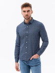 Men's shirt with long sleeves - navy K636