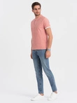 Tricou polo fără guler pentru bărbați - roz V7 OM-TSCT-0156