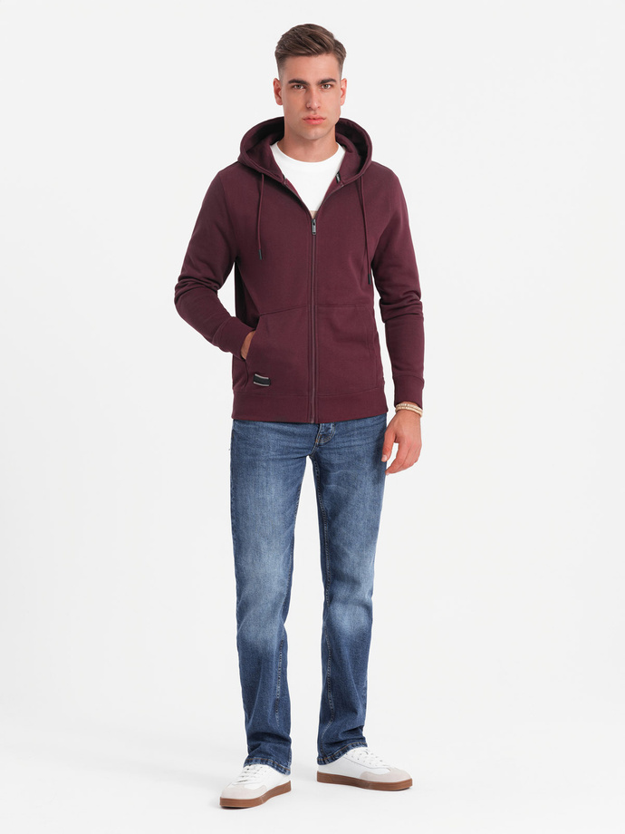 Unzipped cotton men's BASIC sweatshirt - maroon V3 OM-SSBZ-0160