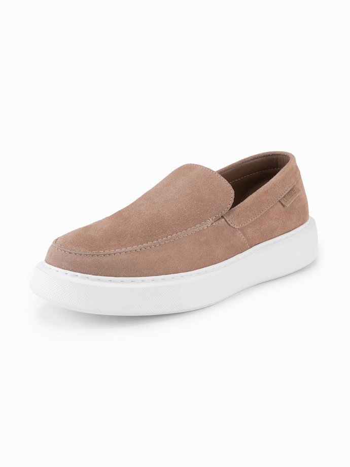 Men's slip on half shoes on thick sole - light brown V3 OM-FOCS-0152