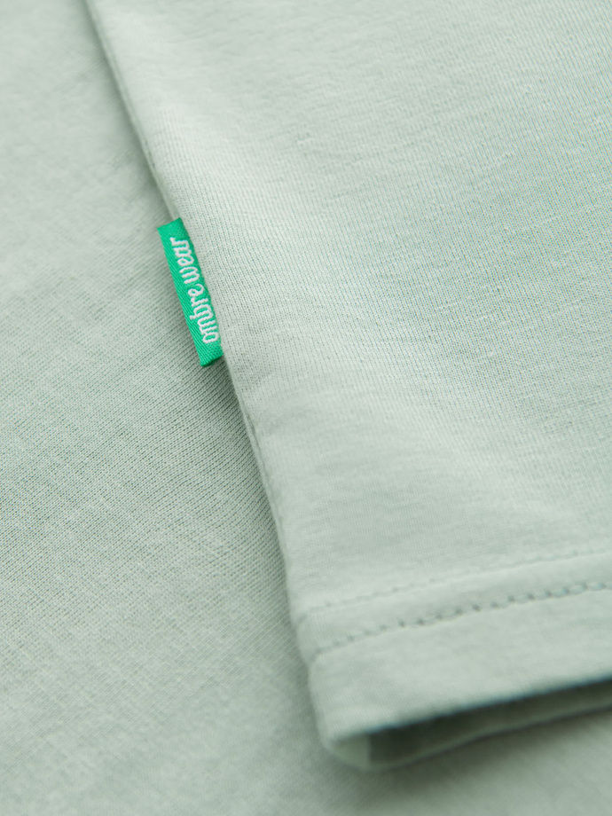 Pánské bavlněné tričko se zelenou nášivkou na hrudi - mint V4 OM-TSCT-0151