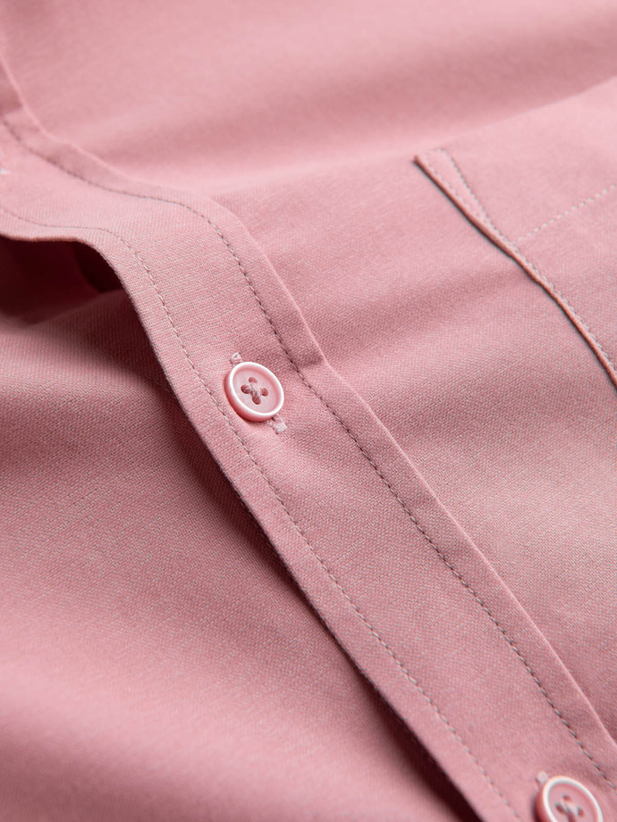 Men's REGULAR FIT cotton shirt with pocket - pink V3 OM-SHOS-0153