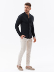Cămașă bărbătească din bumbac SLIM FIT cu guler cu dungi colorate - negru V4 OM-SHCS-0178