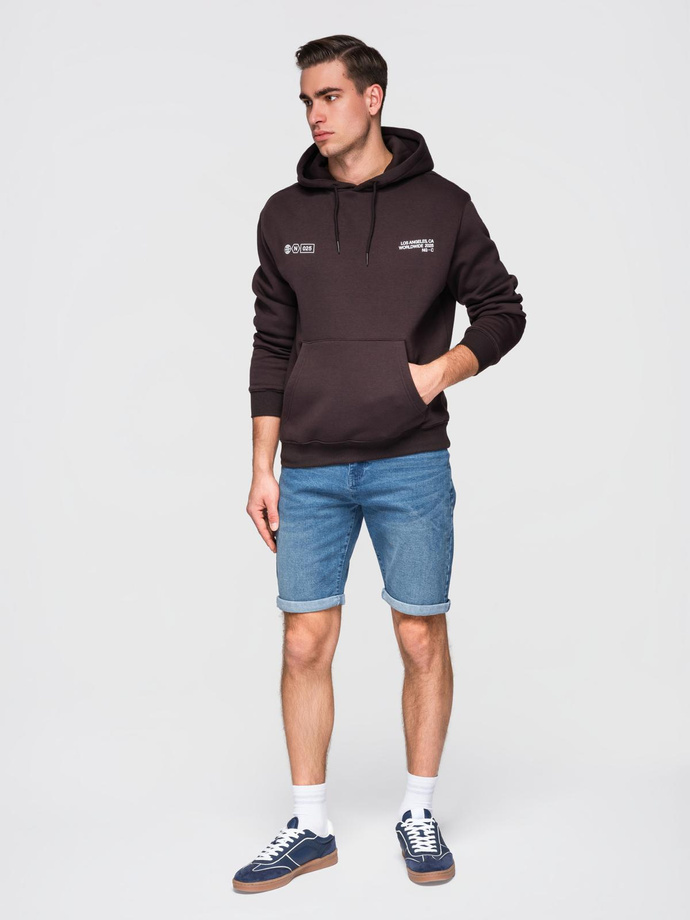 Pantaloni scurți casual pentru bărbați SLIM FIT jacquard knit - albastru marin V1 OM-SRCS-0168