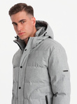 Men's lightweight jacket with mesh lining and hood - grey V3 OM-JAHP-0203