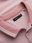 Melange men's polo shirt with striped collar - pink V2 OM-POSS-0109