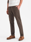 Men's REGULAR FIT chino pants with fine texture - brown V3 OM-PACP-0184