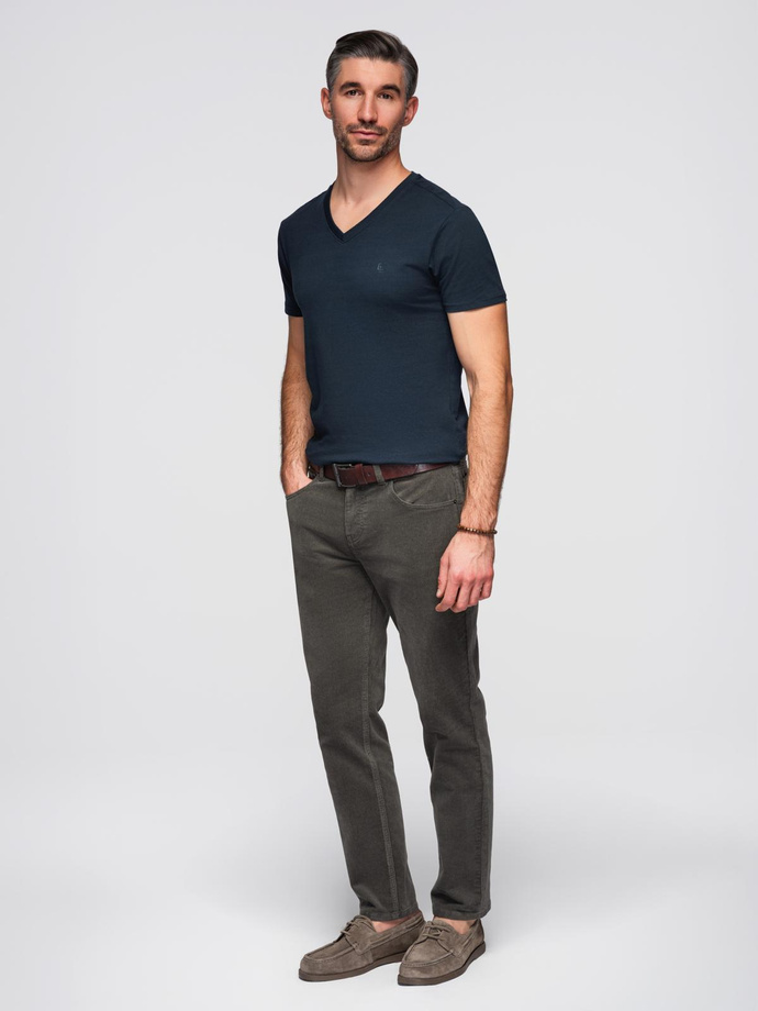 Tricou V-NECK pentru bărbați cu elastan - albastru marin V2 OM-TSCT-0106