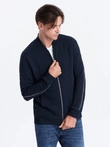 Pánska bunda bomber s ozdobnými zipsami na rukávoch AMSTERDAM - tmavomodrá B1367