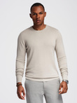 Men's sweater with round neckline in stretch knit with classic weave - beige V3 OM-SWSW-0183