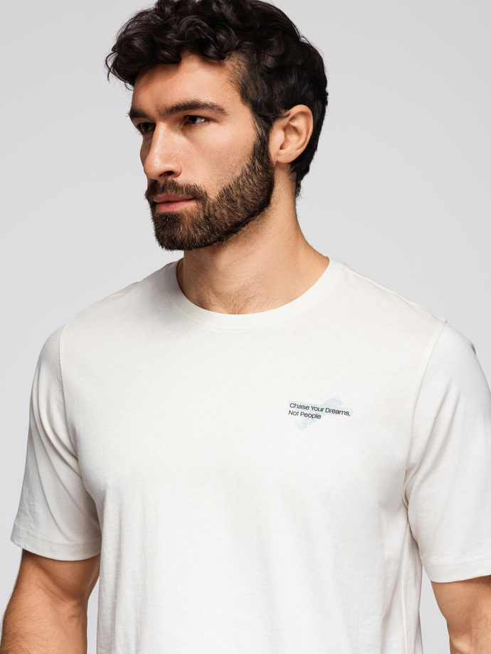 Men's cotton t-shirt with double printed logo - white V1 OM-TSPT-0211 