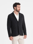Men's jacquard blazer in delicate check - black V2 OM-BLZB-0119