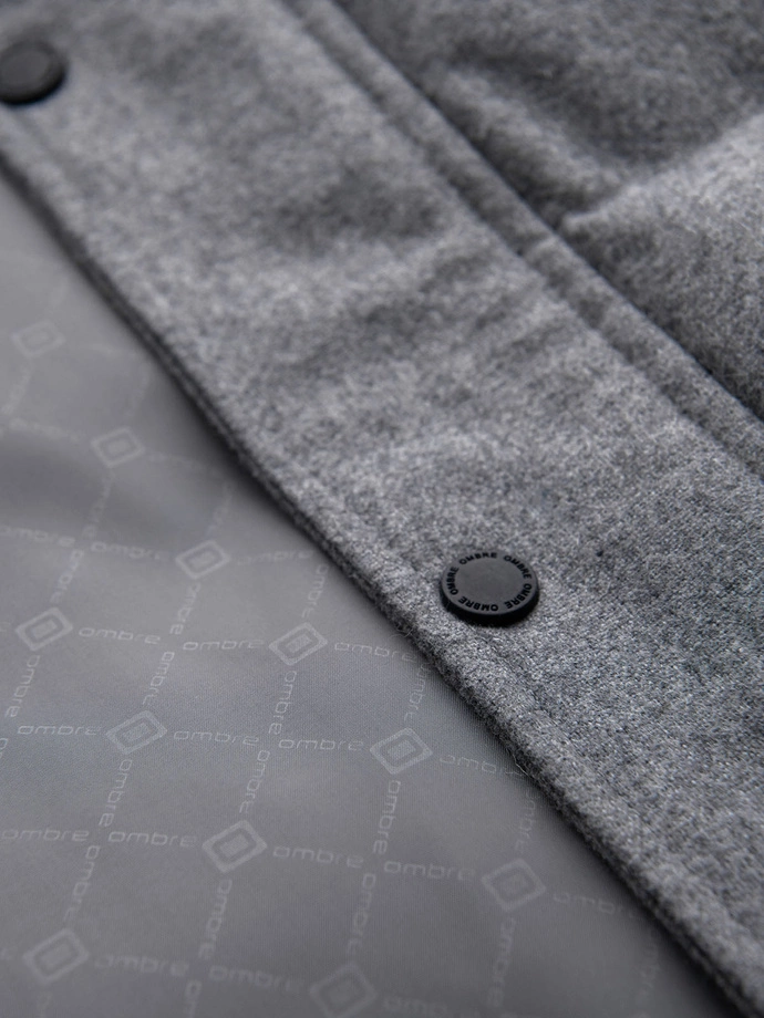 Men's lightweight jacket with mesh lining and hood - grey V1 OM-JAHP-0203