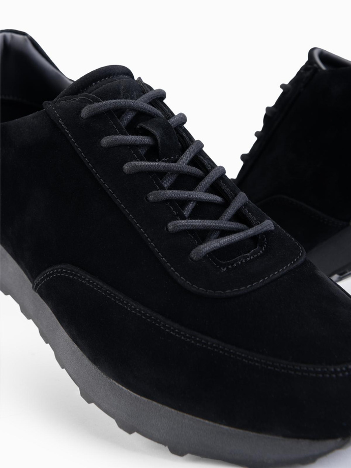 Men's sports shoes sneakers in eco leather with suede finish- black V1 OM-FOCS-0161