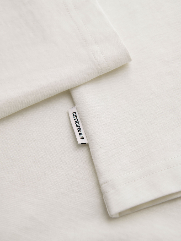 Tricou bărbătesc din bumbac cu logo dublu imprimat - alb V1 OM-TSPT-0211 