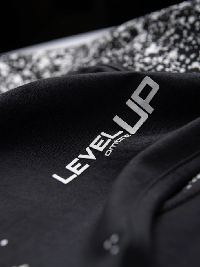 Pánske bavlnené tričko s gradientnou potlačou - čierne V2 OM-TSPT-22SS-001