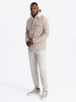Men's lightweight fleece jacket with viscose - beige V1 OM-JANP-0199