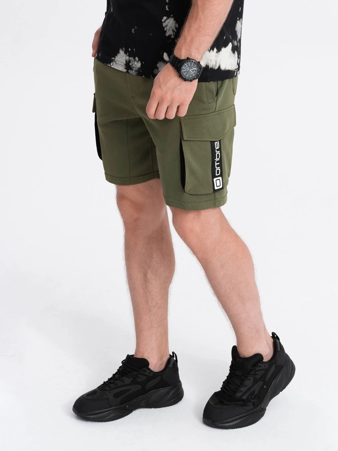 Pantaloni scurți pentru bărbați cu buzunare cargo - olive V4 OM-SRSK-0106