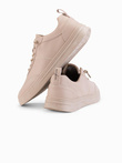 Men's monochromatic sports style shoes with stitching - beige V2 OM-FOCS-0159