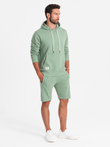 Men's sweatshirt set kangaroo sweatshirt + shorts - green V3 Z75