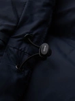Men's quilted jacket with high zipped hood - navy blue V2 OM-JAHP-0238