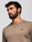 Classic men's sweatshirt with round neckline - light brown V3 OM-SSNZ-0243