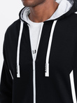 Men's unbuttoned hooded sweatshirt - black V2 OM-SSZP-22FW-006
